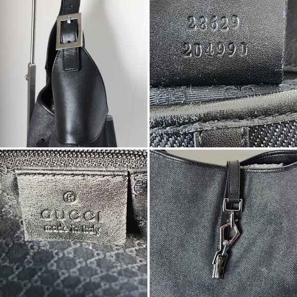 Vintage Gucci Black Denim Leather Jackie Hobo With Silver Clasp - Tom Ford Era - Picture 3 of 7